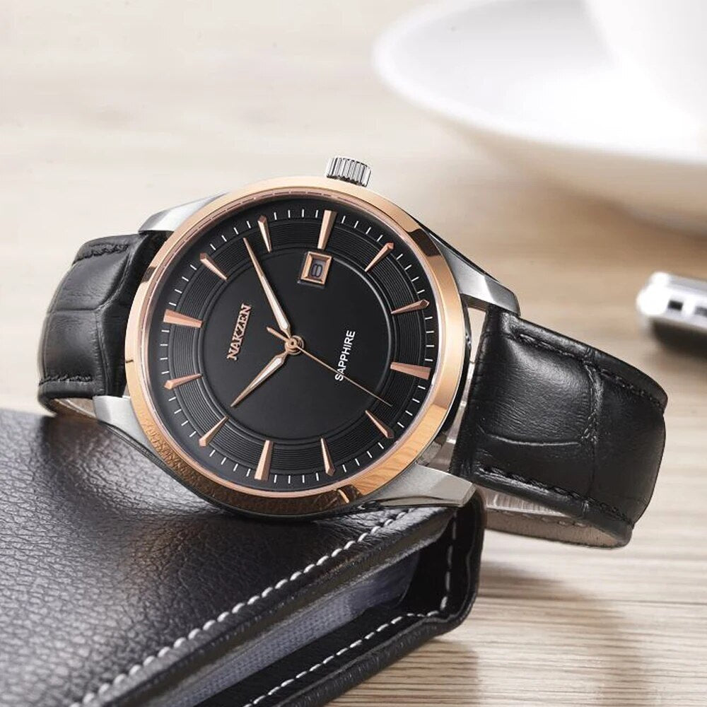 NAKZEN Mens wrist Watches Top Luxury Brand Quartz Watch Casual Leather Sports Wristwatch Homme Male Clock Relogio Masculino 1002