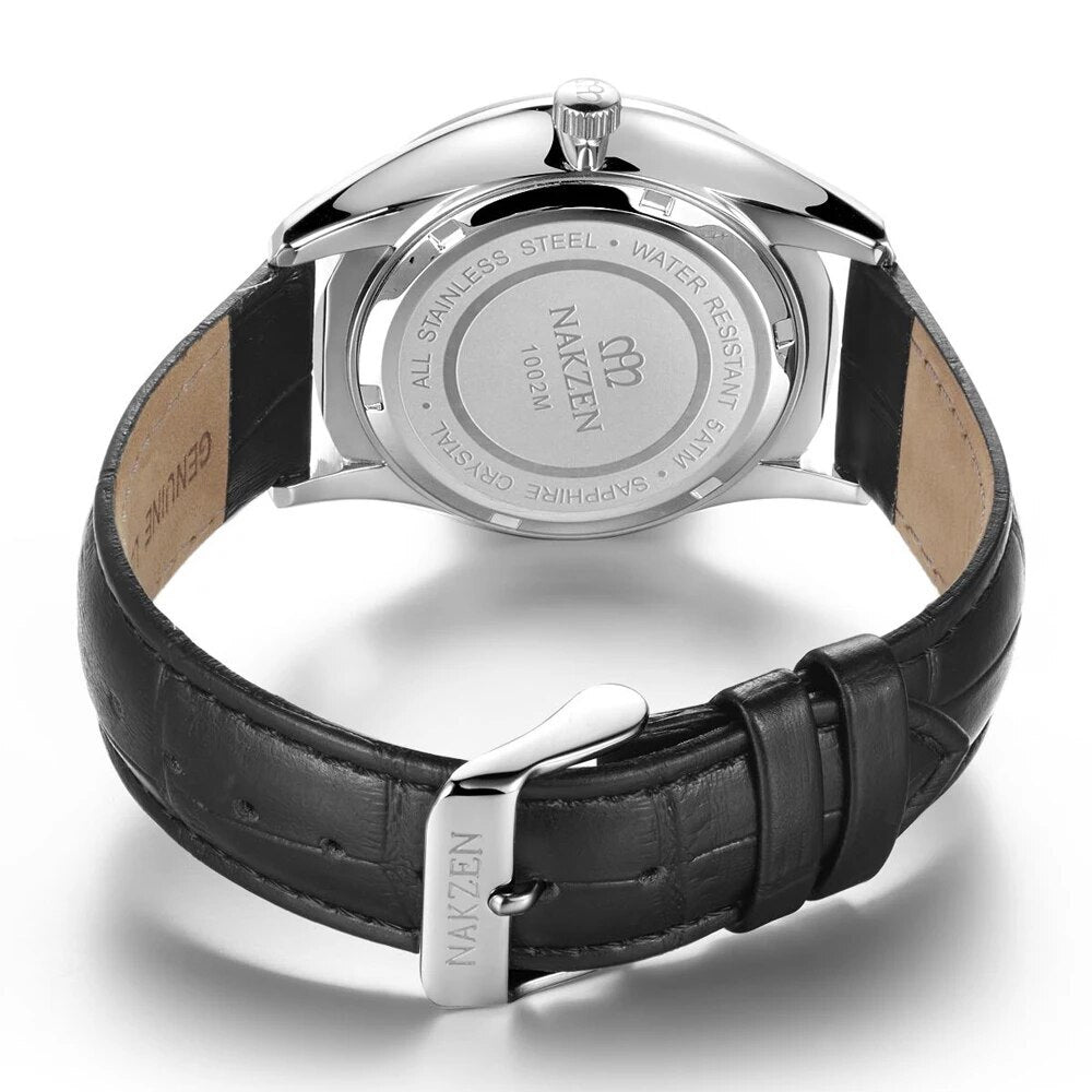 NAKZEN Mens wrist Watches Top Luxury Brand Quartz Watch Casual Leather Sports Wristwatch Homme Male Clock Relogio Masculino 1002