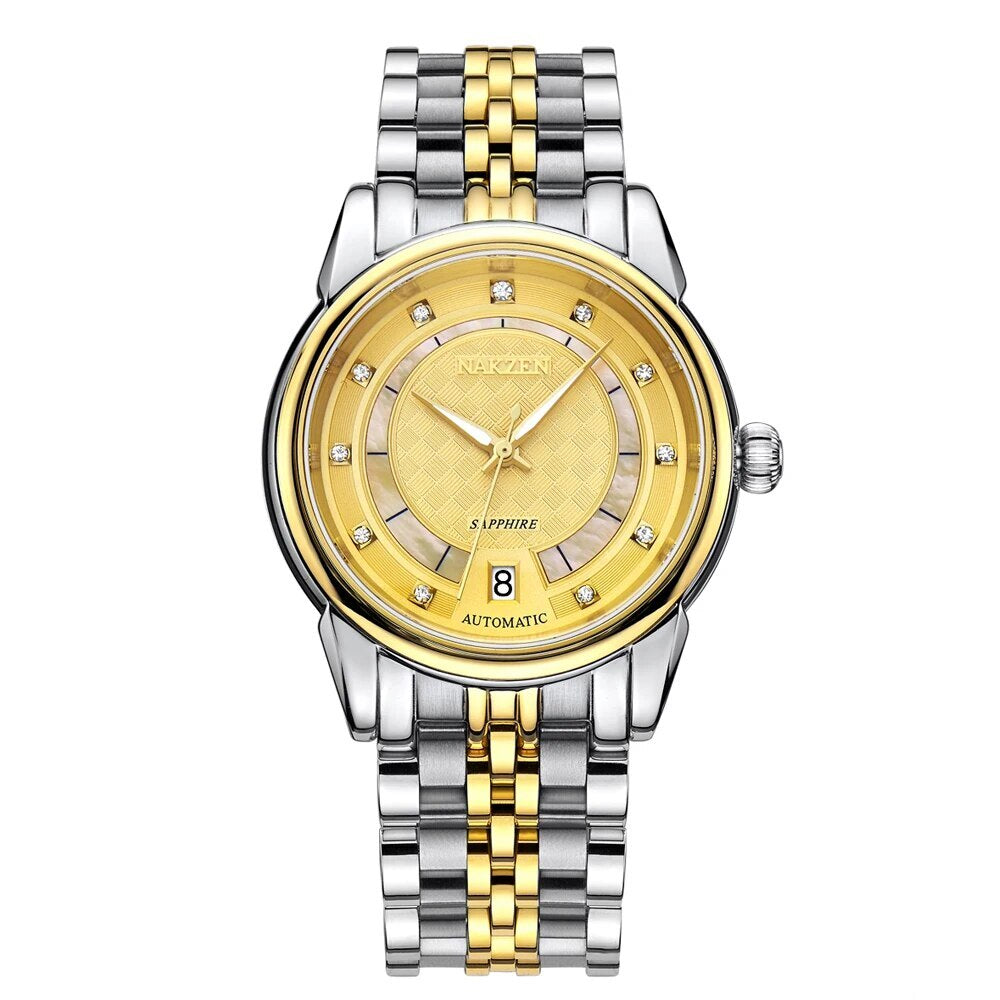 NAKZEN Men Japan Automatic NH35 Movement Mechanical Watch Mens Luminous Waterproof Diamond Classic Wrist Watches Reloj Hombre 6033