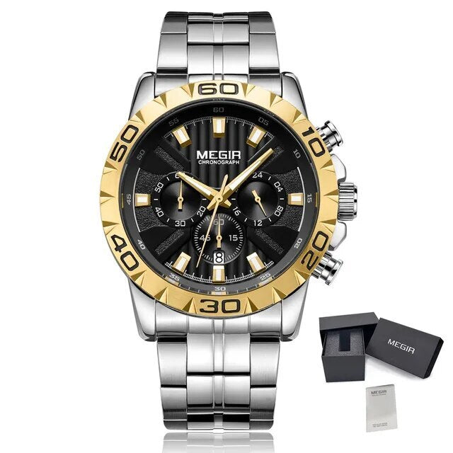 MEGIR Watches Business Mens Watches Top Brand Luxury Quartz Casual Wristwatch Date Clock Waterproof Wrist Watch Chronograph 2087