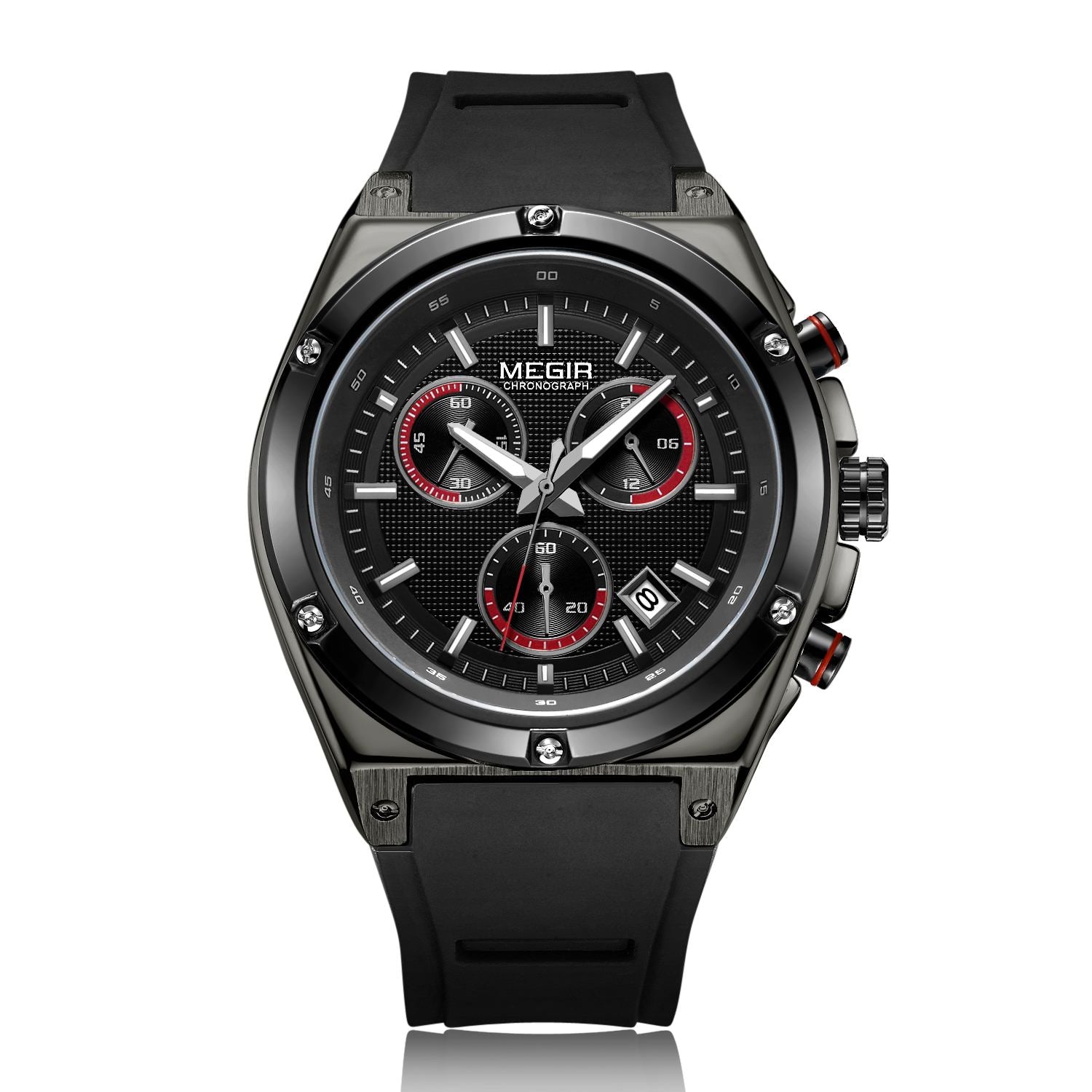 MEGIR Mens Watches Silicone Quartz Wrist Watch Chronograph Fashion Sport Business Wristwatch Luminous Male Clock Montre Homme 2073