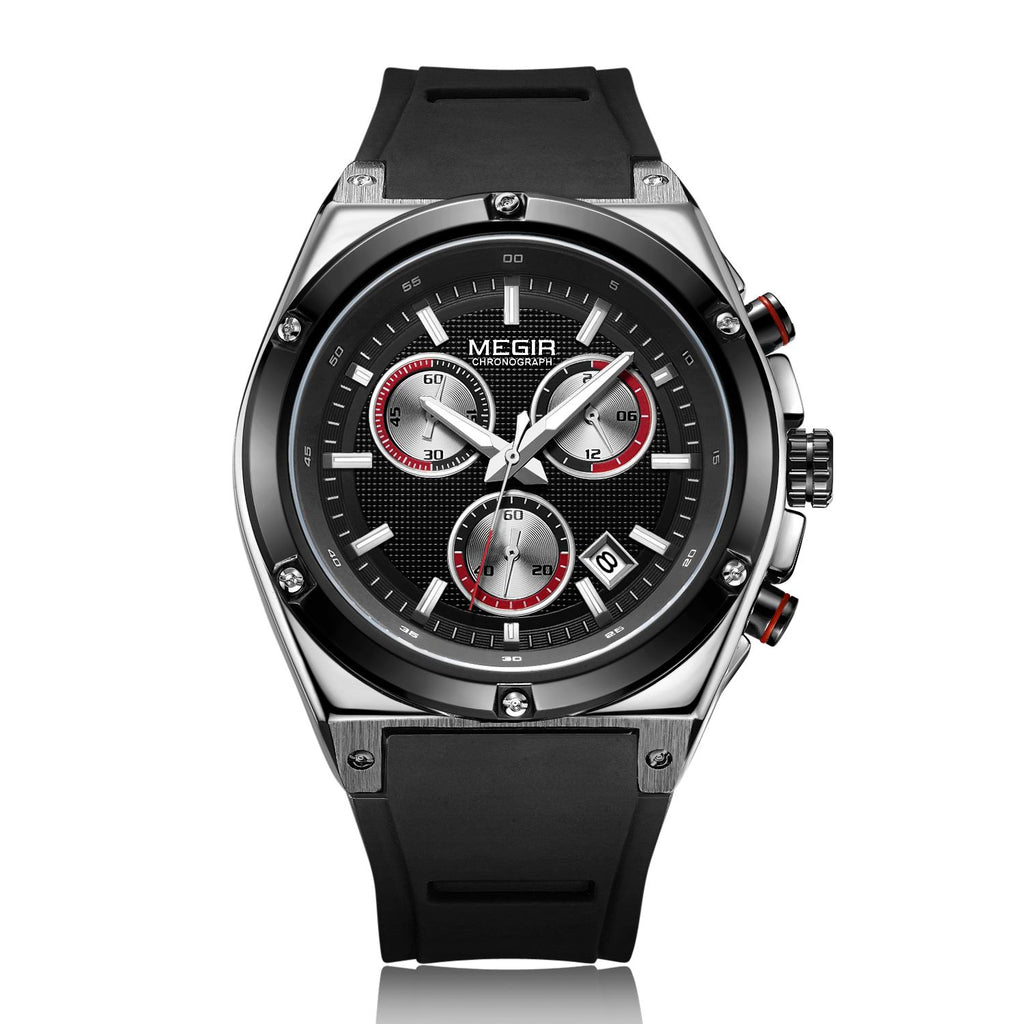 MEGIR Mens Watches Silicone Quartz Wrist Watch Chronograph Fashion Sport Business Wristwatch Luminous Male Clock Montre Homme 2073