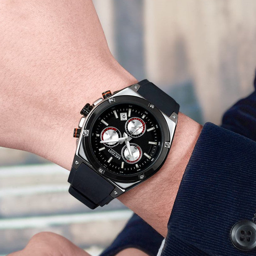 MEGIR Mens Watches Silicone Quartz Wrist Watch Chronograph Fashion Sport Business Wristwatch Luminous Male Clock Montre Homme 2073