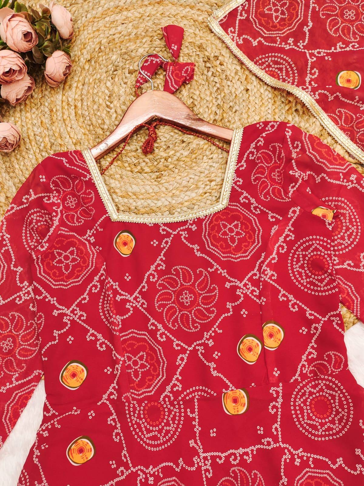 RoopRani Bandhej Georgette Anarkali Set