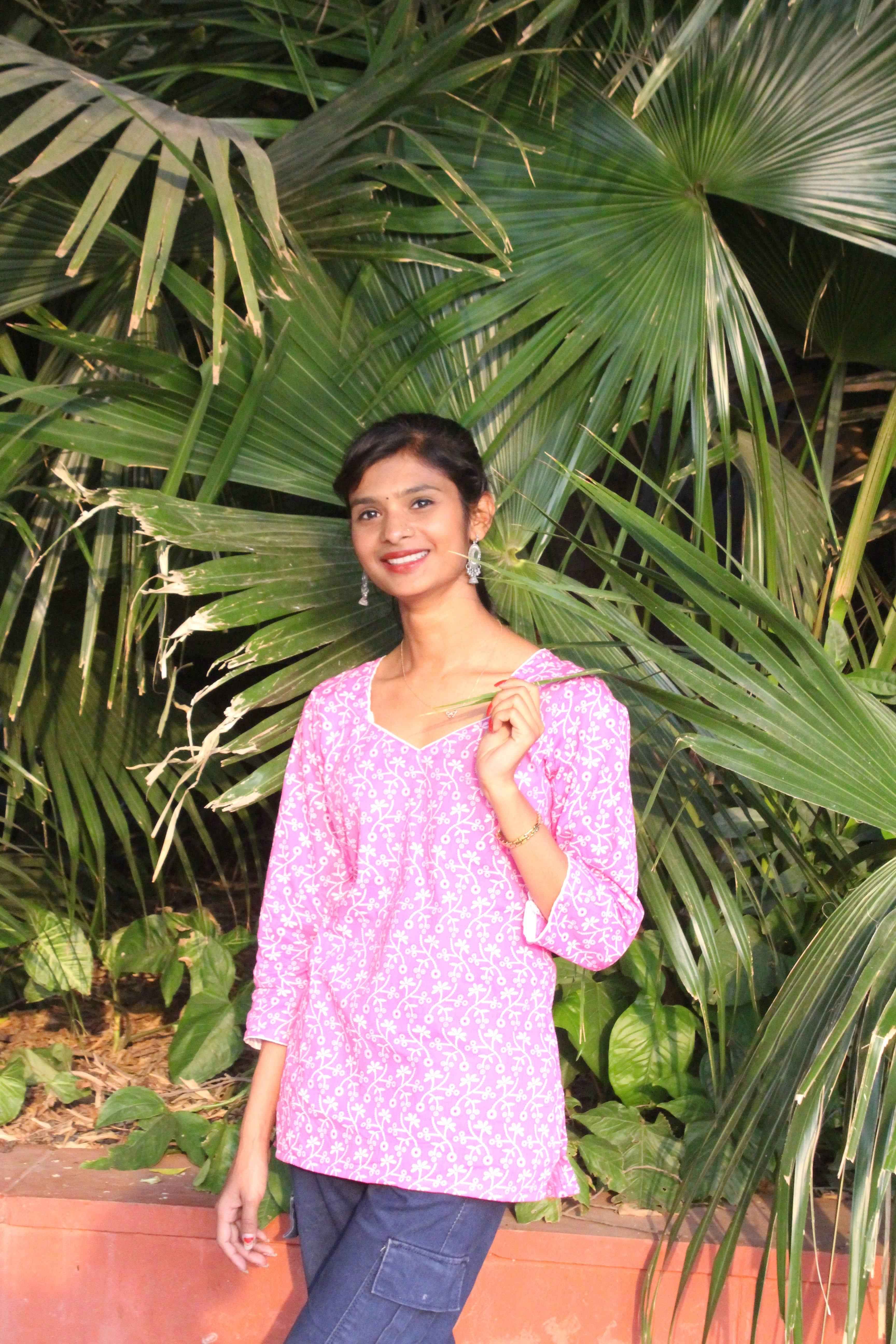 Gulbahar Pink Kurti - Stylish Printed Cotton Kurti for Everyday Wear