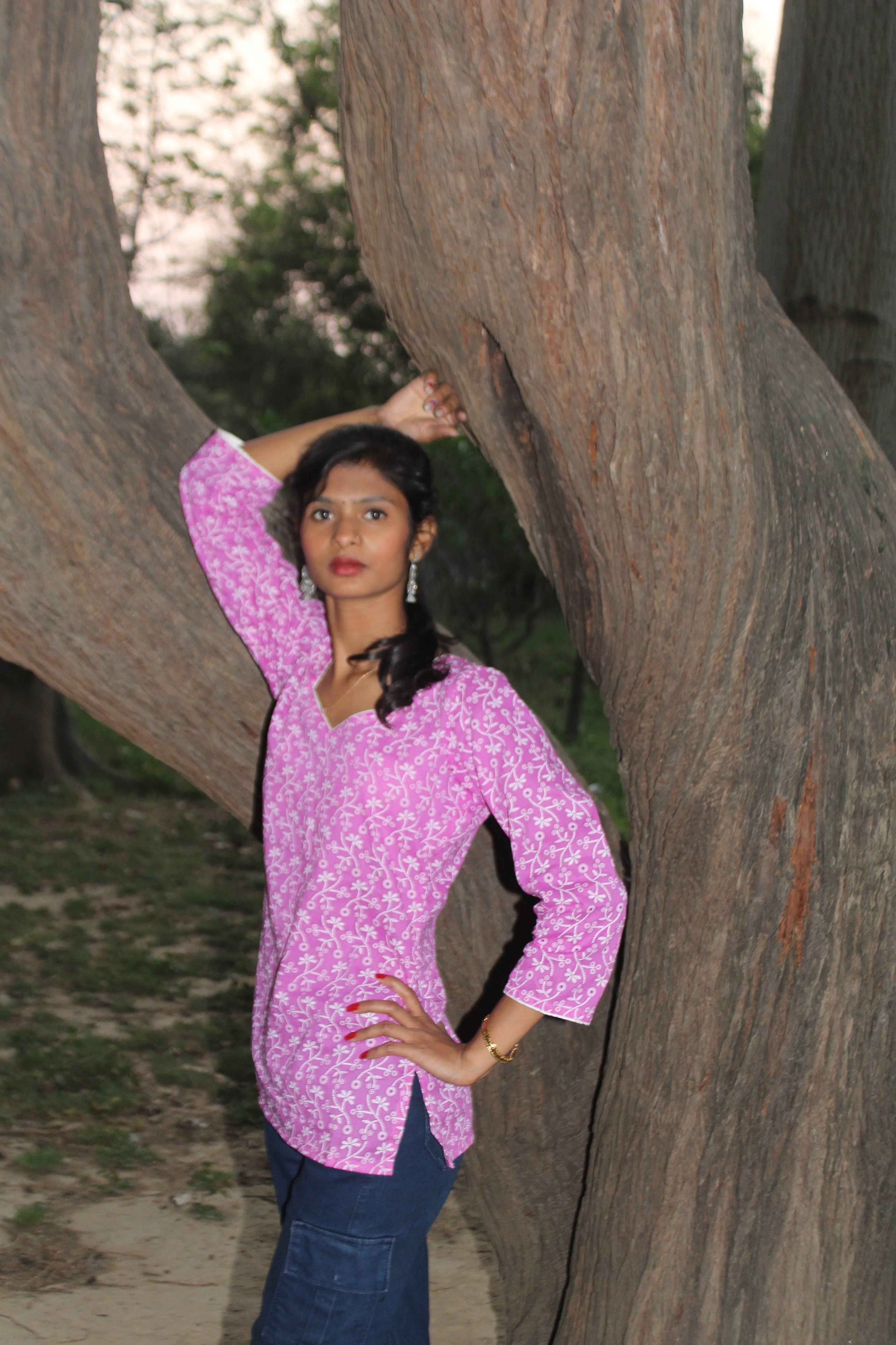 Gulbahar Pink Kurti - Stylish Printed Cotton Kurti for Everyday Wear