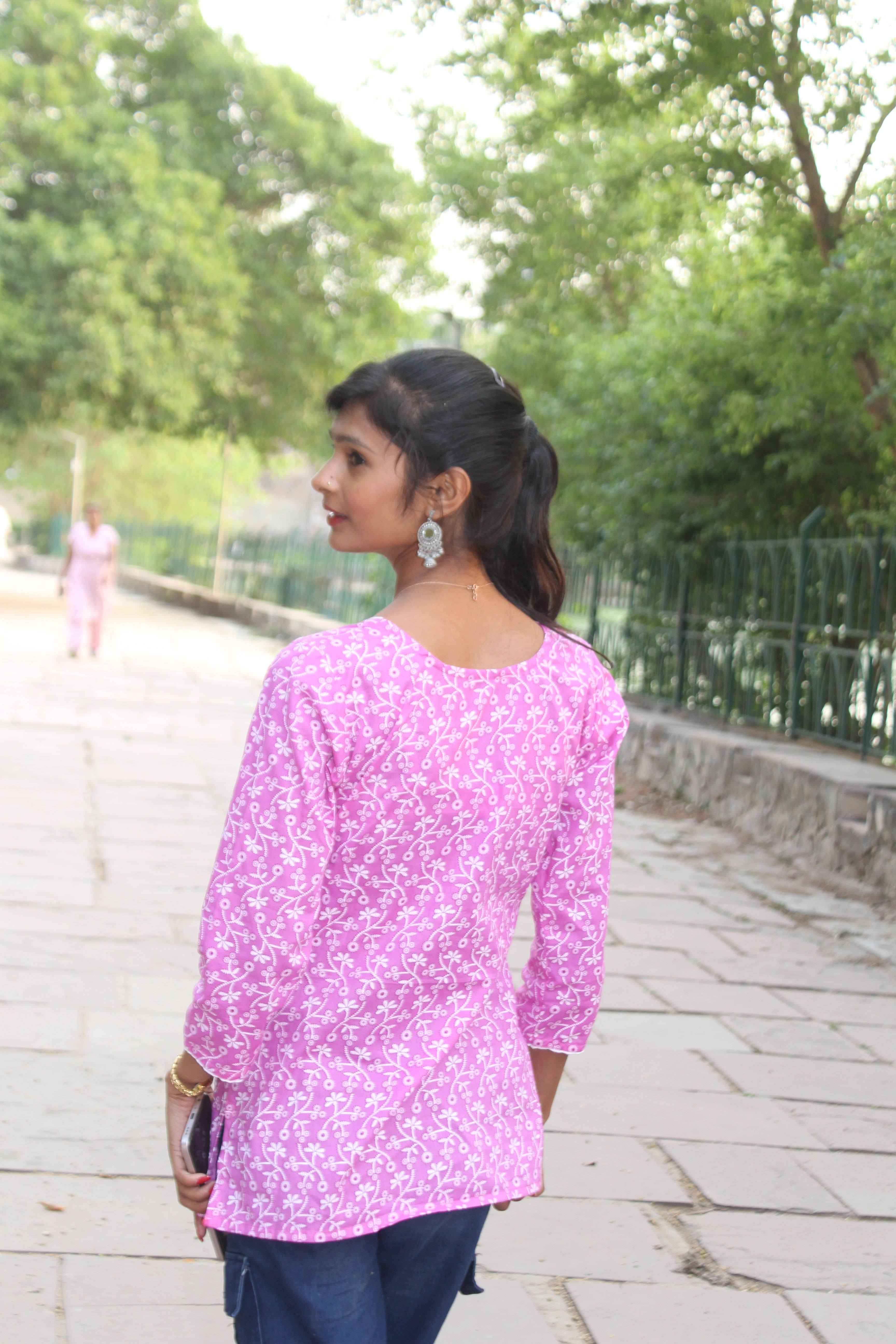 Gulbahar Pink Kurti - Stylish Printed Cotton Kurti for Everyday Wear