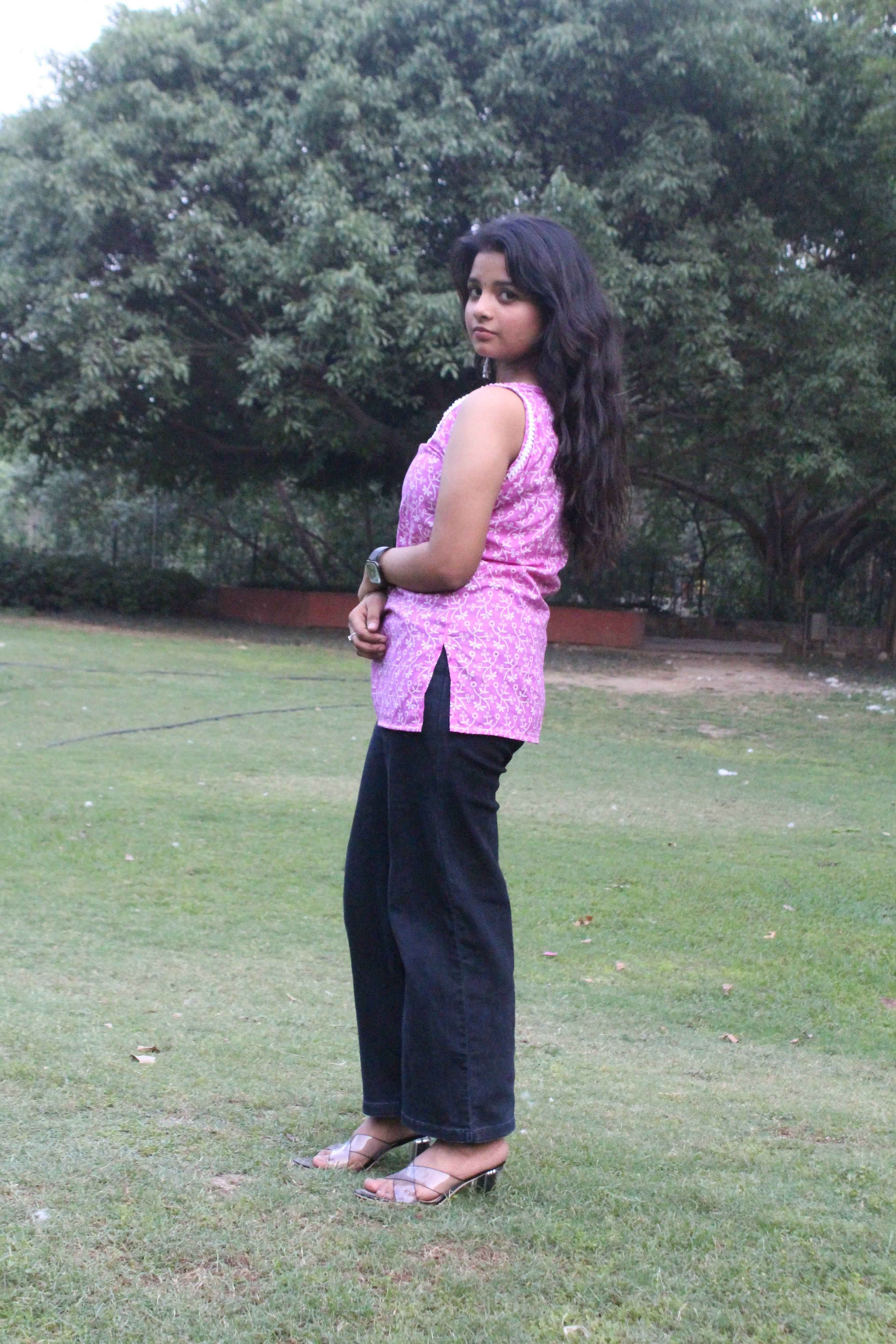 Lavender Blossom Sleeveless Kurti