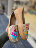 Phoolvaad Tan Embroidered Sneakers